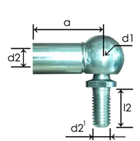 0819-GS part # 435, Angle ball joint ends A8 — end fitting dimension drawing