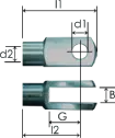 0819-GS part # 425, Clevis ends C8 — end fitting dimension drawing