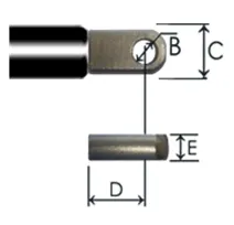 1028-EL part # 1618.5, Fixed eye end E28.0808 — end fitting dimension drawing
