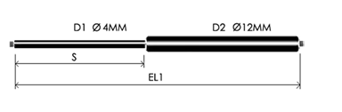 0412-GS part # 104, Threaded ends M4x0.70 — assembled spring drawing