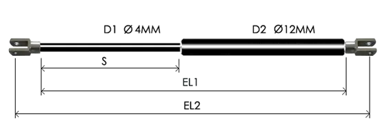 0412-GS part # 124, Clevis ends C4 — assembled spring drawing