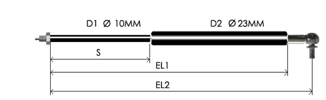 1023-EL part # 1635, Angle ball joint A8 — assembled spring drawing