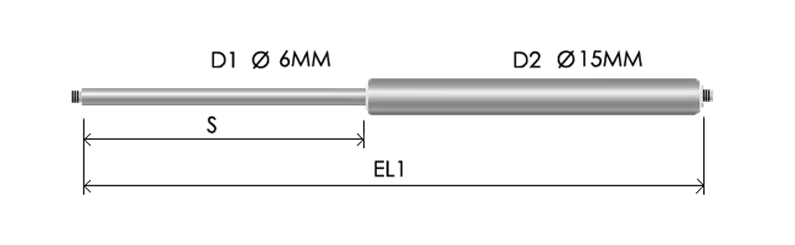 0615-STSL part # 202N, Threaded ends M6x1.00 — assembled spring drawing