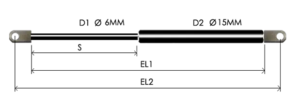 0615-GS part # 212, Eye ends E6 — assembled spring drawing