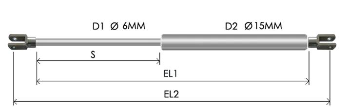 0615-STSL part # 222N, Clevis ends C6N — assembled spring drawing