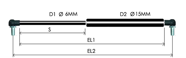 0615-GS part # 242.3, Nylon ball joint ends P15 — assembled spring drawing