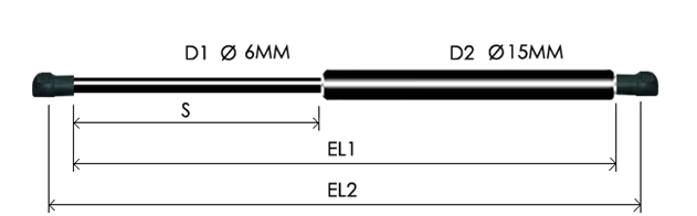 0615-GS part # 242, Nylon ball socket ends P6 — assembled spring drawing