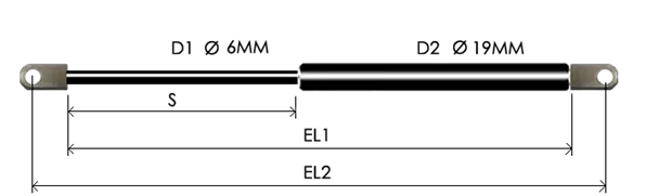 0619-GS part # 312, Eye ends E6 — assembled spring drawing
