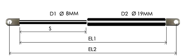 0819-GS part # 415, Eye ends E8 — assembled spring drawing