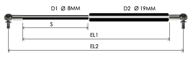 0819-GS part # 435, Angle ball joint ends A8 — assembled spring drawing