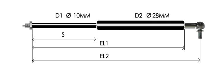 1028-RL part # 4638, Angle ball joint A10 — assembled spring drawing