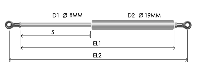 0819-STSL part # 467N, Rod end bearings RB8N — assembled spring drawing