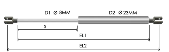 0823-STSL part # 525N, Clevis end C8 — assembled spring drawing