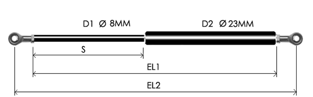 0823-GS part # 567, Rod end bearings RB8 — assembled spring drawing