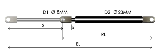 0823-GT part # 575.1, Eye ends E8 — assembled spring drawing