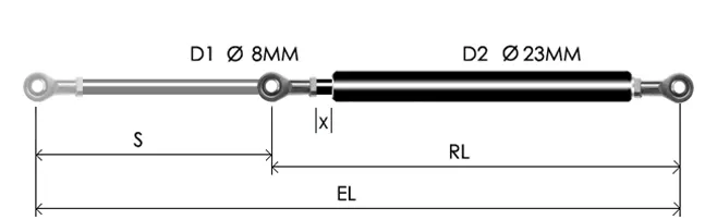 0823-GT part # 575.12, Rod end bearing RB8 — assembled spring drawing