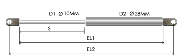 1028-STSL part # 618N, Eye ends E8N — assembled spring drawing