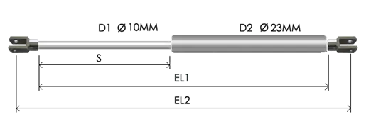 1023-STSL part # 625N, Clevis end C8N — assembled spring drawing