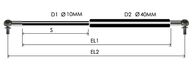 1040-GS part # 639, Angle ball joint ends A10 — assembled spring drawing