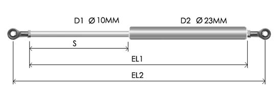 1023-STSL part # 667N, Rod end bearings RB8N — assembled spring drawing