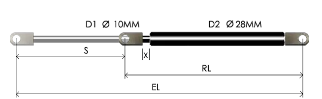 1028-GT part # 675.1, Eye ends E8 — assembled spring drawing