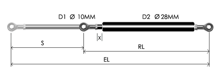 1028-GT part # 675.12, Rod end bearing RB8 — assembled spring drawing