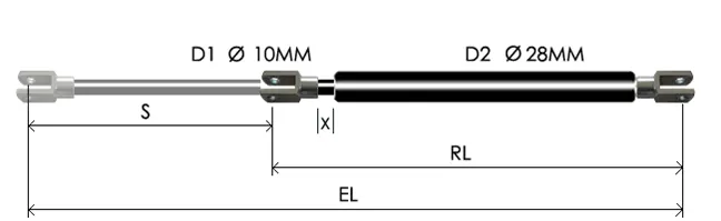 1028-GT part # 676.2, Clevis ends C10 — assembled spring drawing