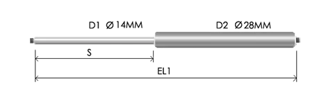 1428-STSL part # 807N, Threaded ends M10x1.50 — assembled spring drawing