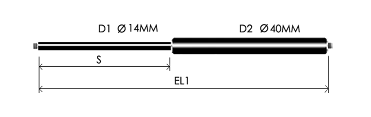 1440-GS part # 809, Threaded ends MF14x1.50 — assembled spring drawing