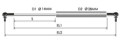 1428-STSL part # 836N, Angle ball joint ends A10N — assembled spring drawing