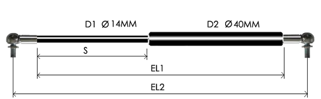 1440-GS part # 839, Angle ball joint ends A14 — assembled spring drawing