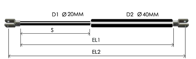 2040-GS part # 842, Clevis Ends C14 — assembled spring drawing