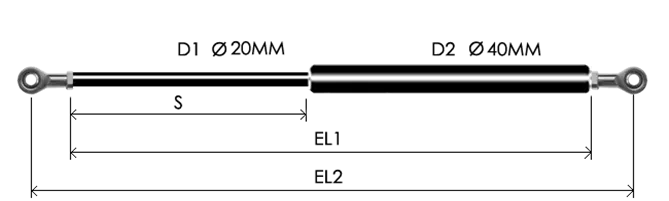 2040-GS part # 849, Rod end bearings RB14 — assembled spring drawing