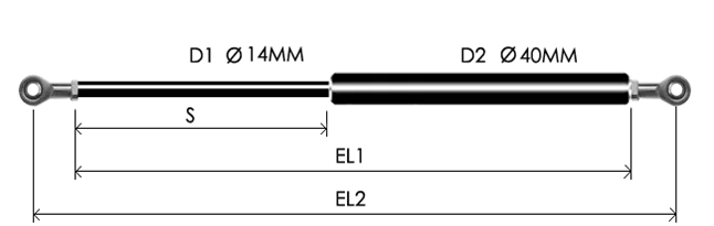 1440-GS part # 869, Rod end bearings RB14 — assembled spring drawing