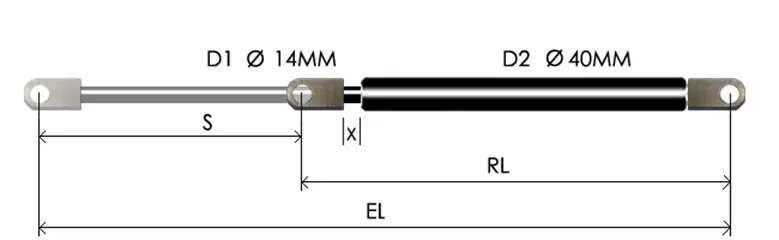 1440-GT part # 876.1, Eye ends E14 — assembled spring drawing
