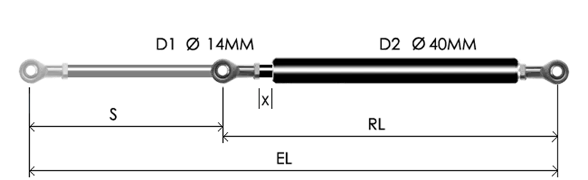1440-GT part # 876.12, Rod end bearing RB14 — assembled spring drawing