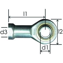 0819-GS part # 467, Rod end bearings RB8 — end fitting dimension drawing