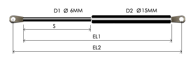 0615-GS part # 212Z, Eye ends Zamak — assembled spring drawing
