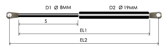0819-GS part # 415Z, Eye ends Zamak — assembled spring drawing