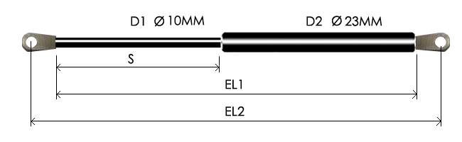1023-GS part # 615Z, Eye ends Zamak — assembled spring drawing